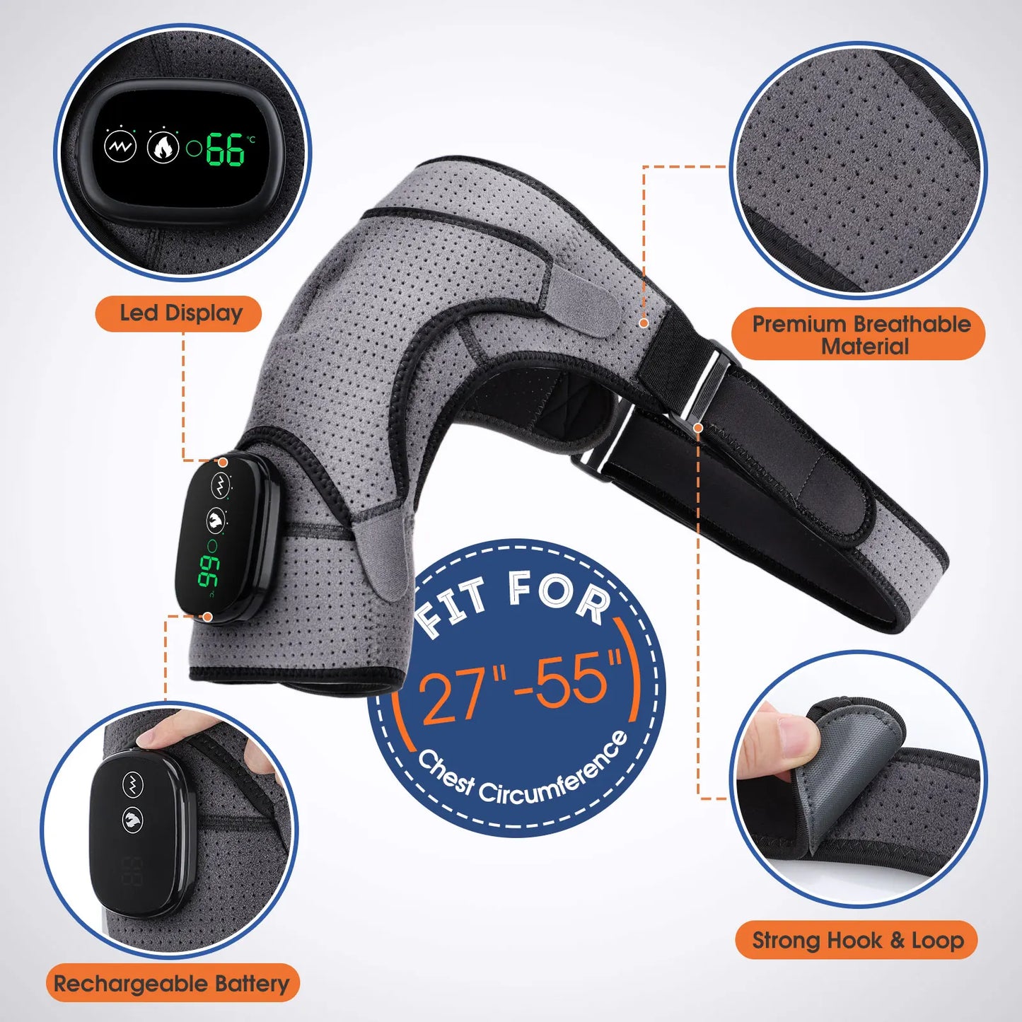 Electric Heating Shoulder Massage Heated Back Shoulder Brace Adjustable Heating Shoulder Massage Belt For Arm Muscle Relaxation