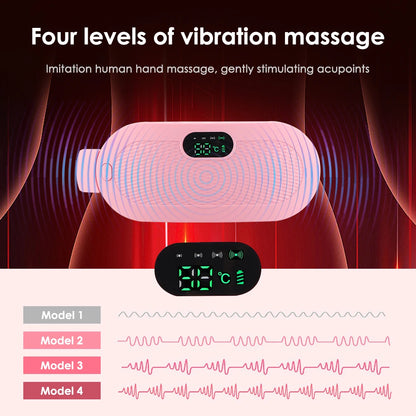 Electric Period Cramp Relief Massager Vibrating Heating Pad for Menstrual Pain Waist Stomach Abdominal Warm Palace Belt