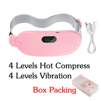 Electric Period Cramp Relief Massager Vibrating Heating Pad for Menstrual Pain Waist Stomach Abdominal Warm Palace Belt